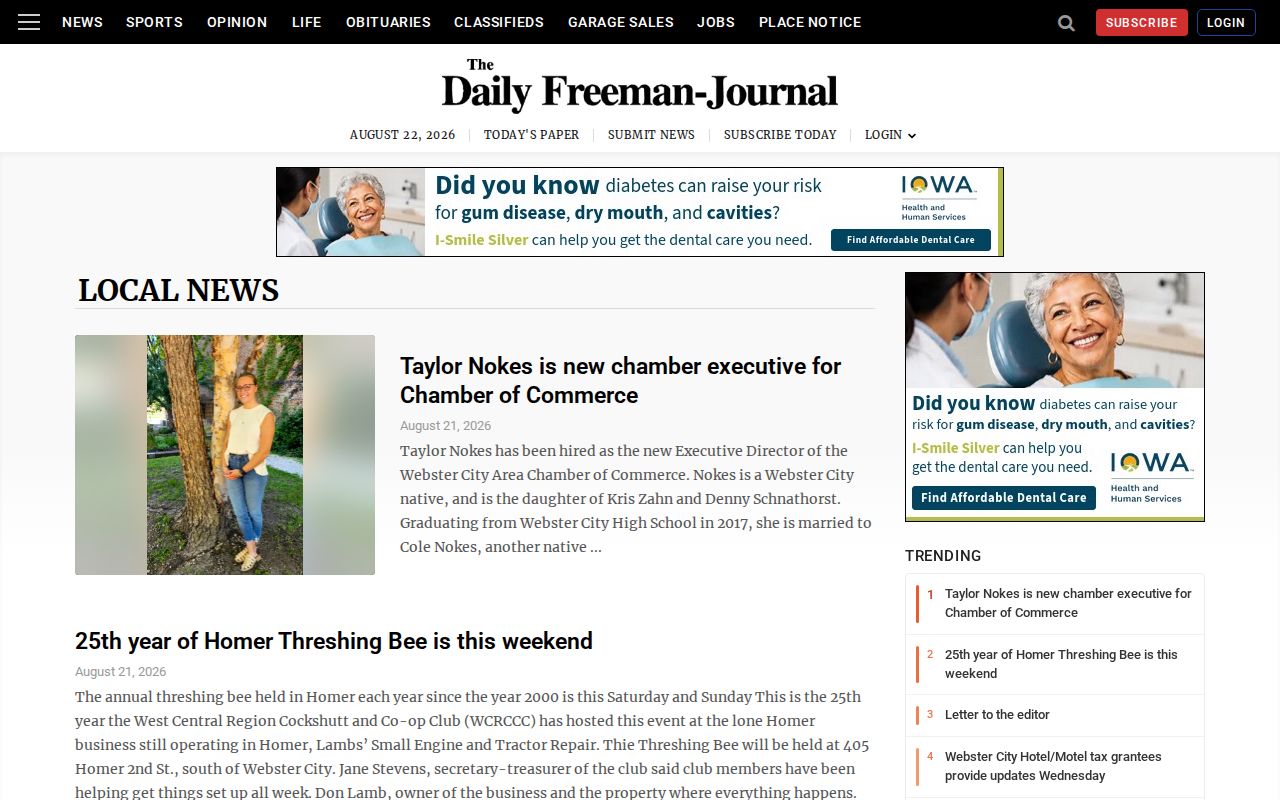 Hamilton County crime news section from the Freeman Journal