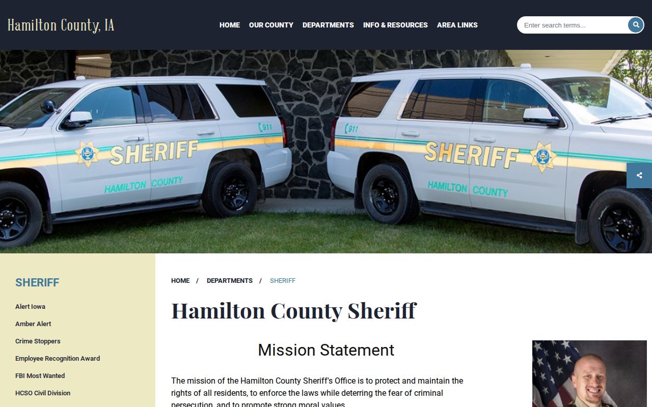 Hamilton County sheriff booking record access page