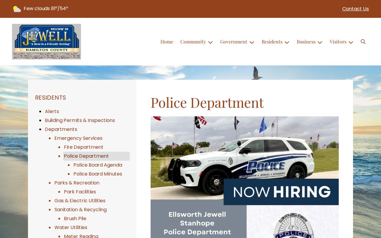 Jewell EJS police agency record source in Hamilton County